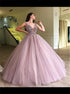 Beaded Tulle Deep Illusion V Neck Ball Gown Prom Dress LBQ3743